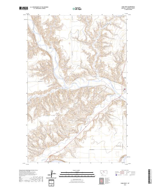 Loma West, MT — USGS 7.5-minute topo (2024)