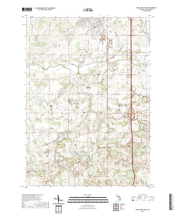 Saint Johns South, MI — USGS 7.5-minute topo (2023)