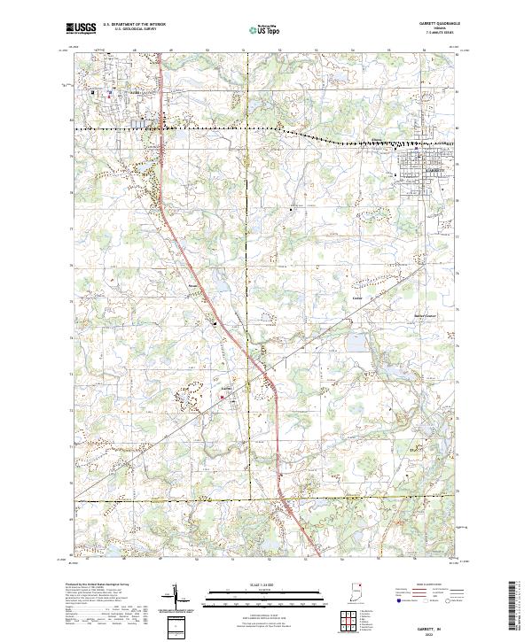 Garrett, IN — USGS 7.5-minute topo (2022)