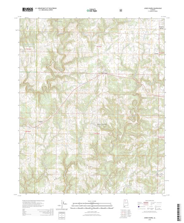 Jones Chapel, AL — USGS 7.5-minute topo (2026)