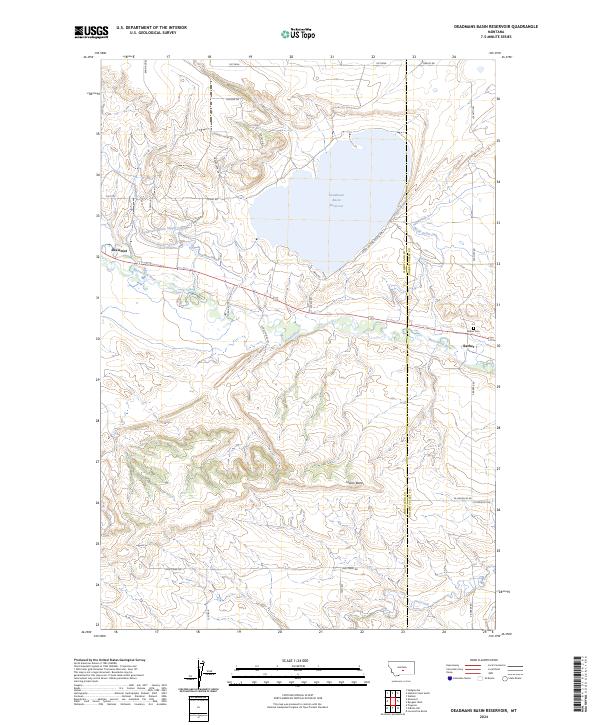 Deadmans Basin Reservoir, MT — USGS 7.5-minute topo (2024)