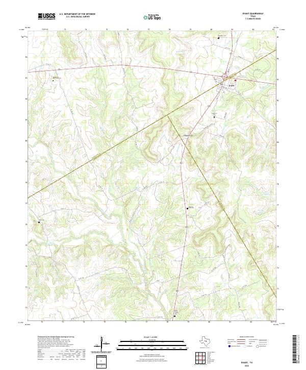 Evant, TX — USGS 7.5-minute topo (2022)