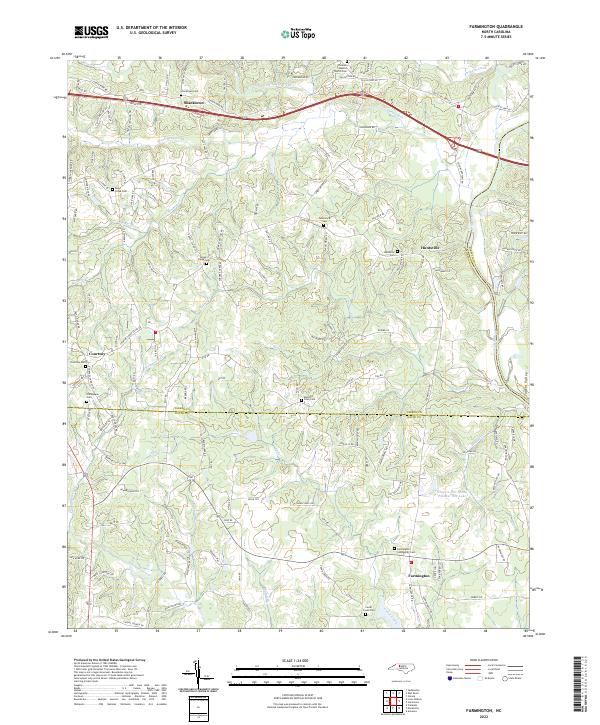 Farmington, NC — USGS 7.5-minute topo (2022)