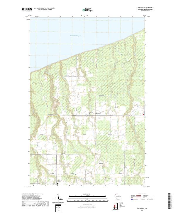 Cloverland, WI — USGS 7.5-minute topo (2022)
