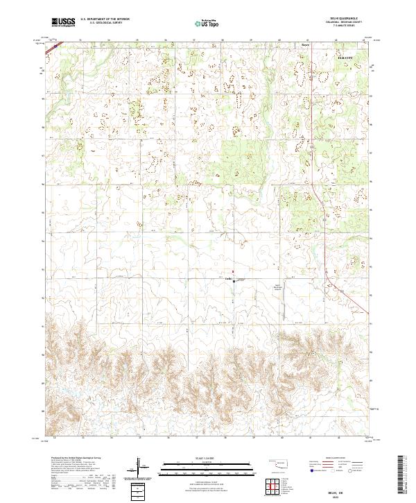 Delhi, OK — USGS 7.5-minute topo (2022)