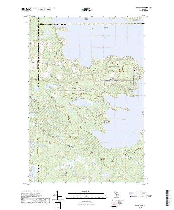 Curtis West, MI — USGS 7.5-minute topo (2023)
