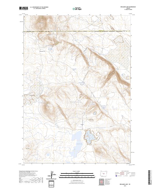 Benjamin Lake, OR — USGS 7.5-minute topo (2023)