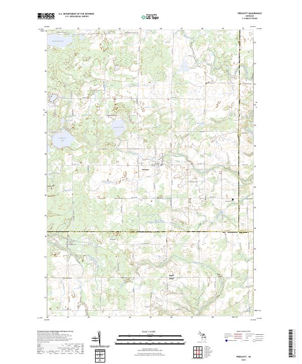 Prescott, MI — USGS 7.5-minute topo (2023)