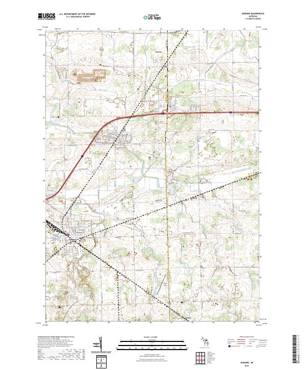 Durand, MI — USGS 7.5-minute topo (2023)
