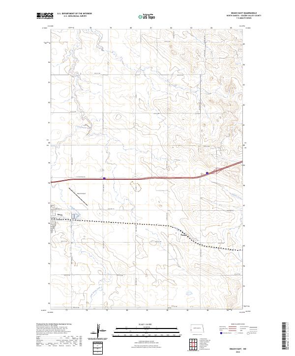 Beach East, ND — USGS 7.5-minute topo (2024)