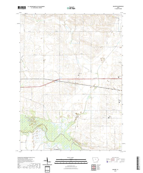 Malone, IA — USGS 7.5-minute topo (2022)