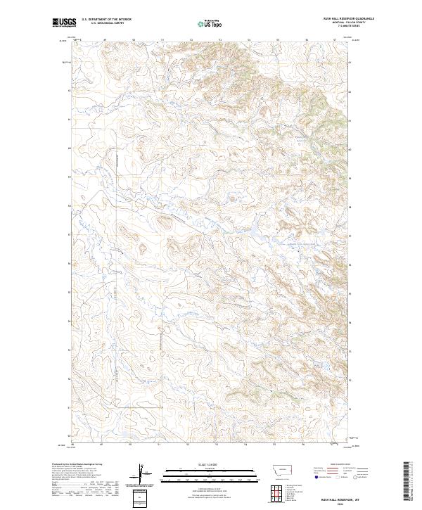 Rush Hall Reservoir, MT — USGS 7.5-minute topo (2024)