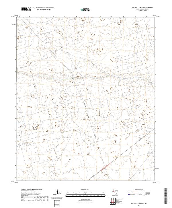 Five Wells Ranch NW, TX — USGS 7.5-minute topo (2022)