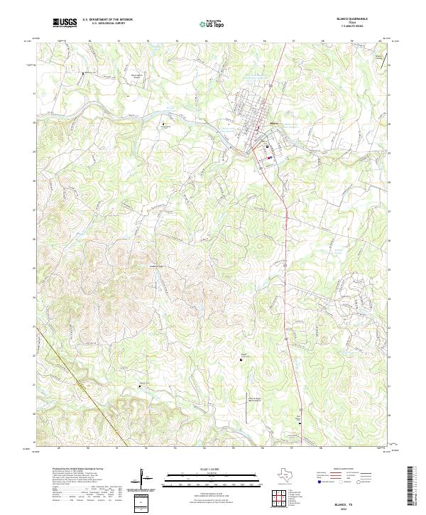 Blanco, TX — USGS 7.5-minute topo (2022)