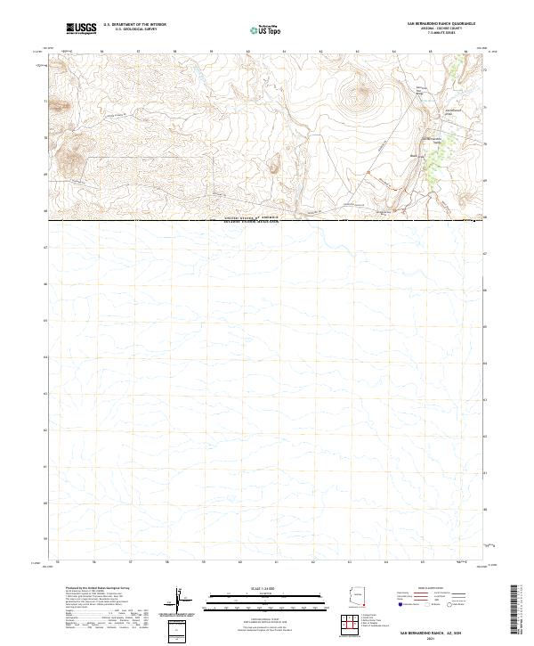 San Bernardino Ranch, AZ,SON, US — USGS 7.5-minute topo (2021)