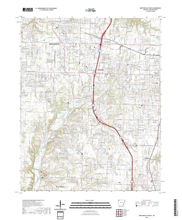 Bentonville South, AR — USGS 7.5-minute topo (2024)