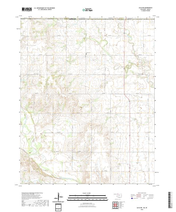Alva NW, OK-KS — USGS 7.5-minute topo (2022)