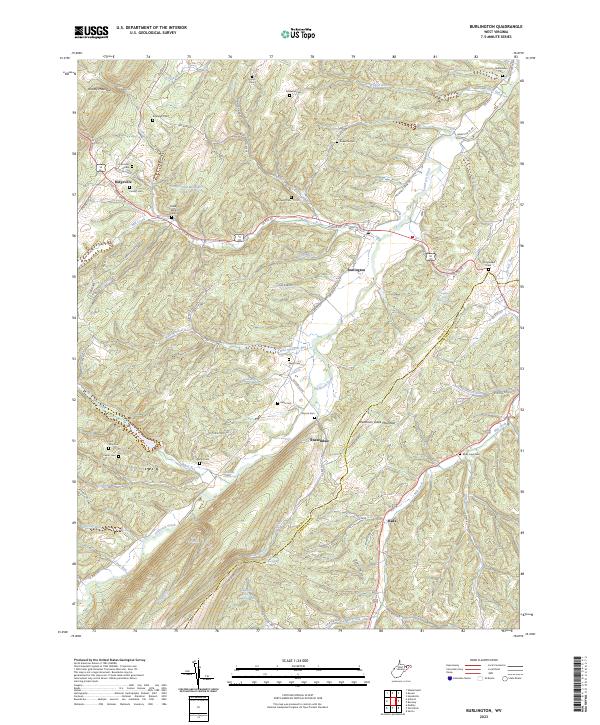 Burlington, WV — USGS 7.5-minute topo (2023)