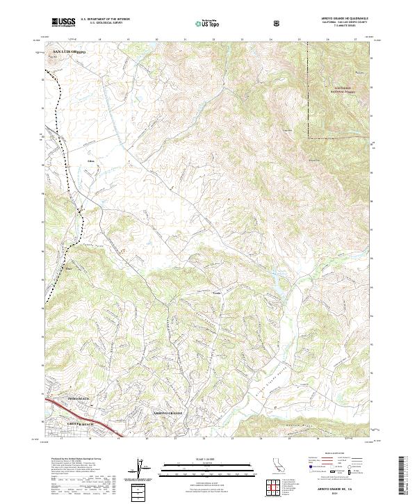 Arroyo Grande NE, CA — USGS 7.5-minute topo (2021)