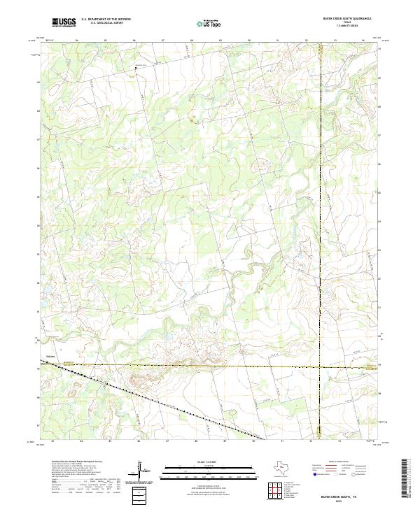 Raven Creek South, TX — USGS 7.5-minute topo (2022)