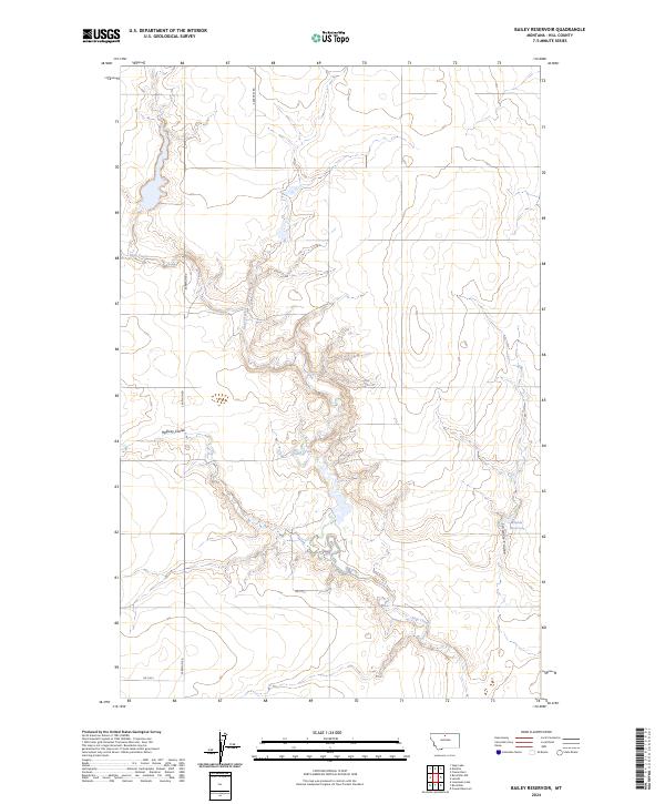 Bailey Reservoir, MT — USGS 7.5-minute topo (2024)