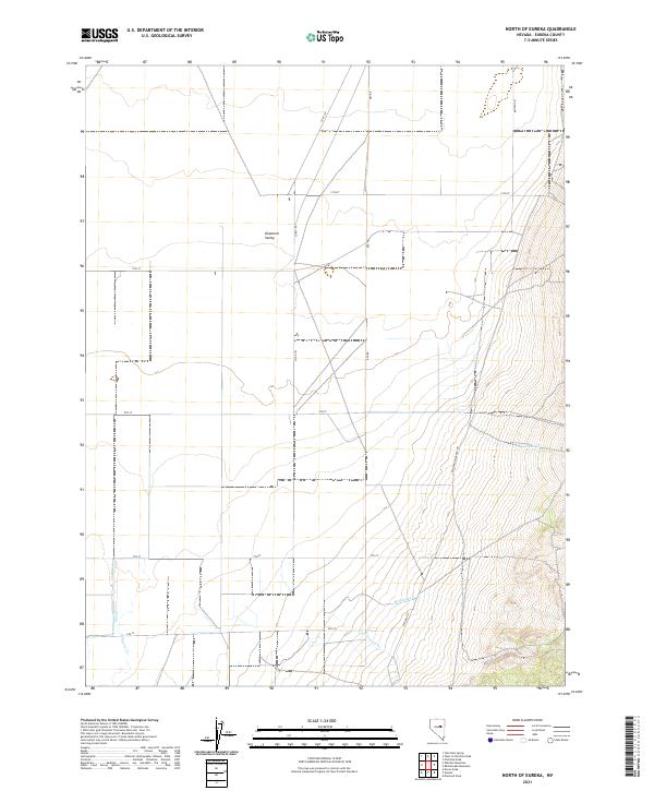 North of Eureka, NV — USGS 7.5-minute topo (2021)