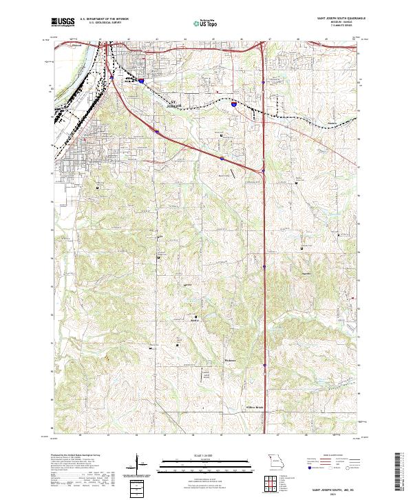 Saint Joseph South, MO-KS — USGS 7.5-minute topo (2021)