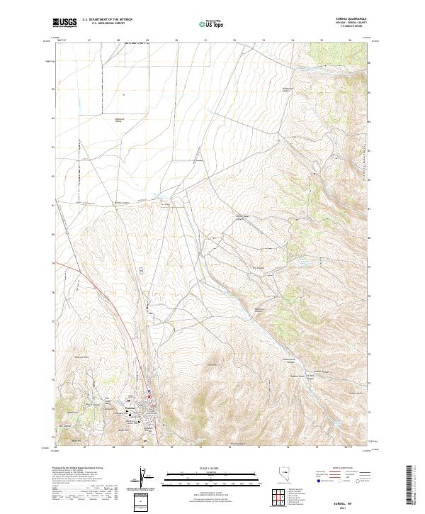 Eureka, NV — USGS 7.5-minute topo (2021)
