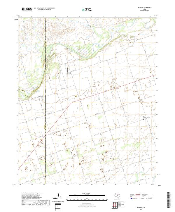 Rayland, TX — USGS 7.5-minute topo (2022)