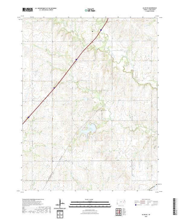 Allen SE, KS — USGS 7.5-minute topo (2022)