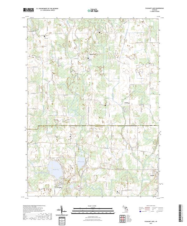Pleasant Lake, MI — USGS 7.5-minute topo (2023)