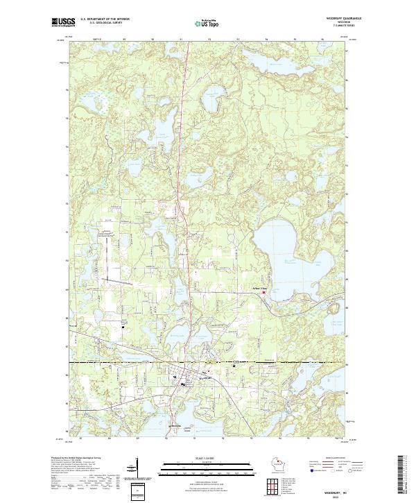 Woodruff, WI — USGS 7.5-minute topo (2022)