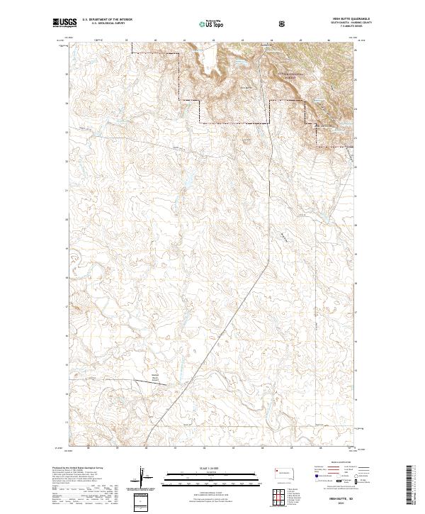 Irish Butte, SD — USGS 7.5-minute topo (2021)