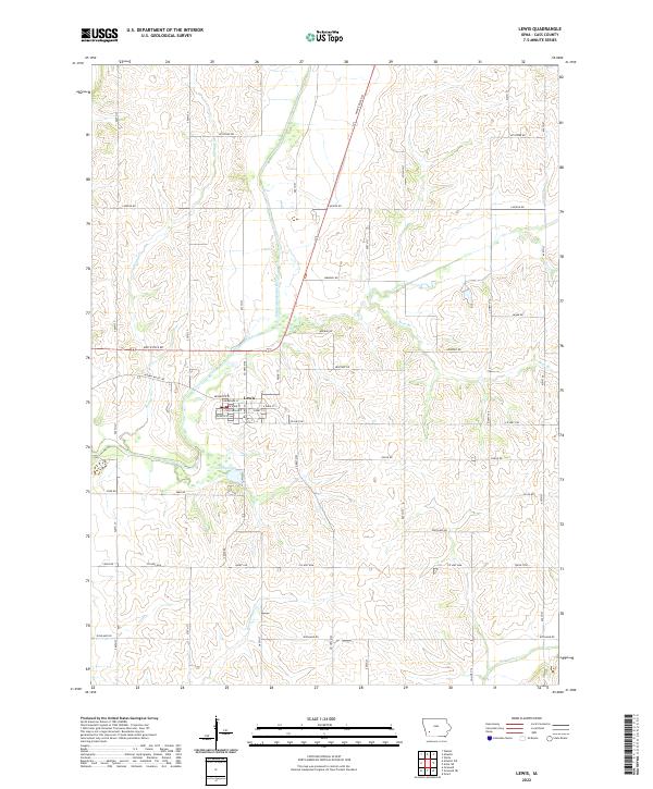 Lewis, IA — USGS 7.5-minute topo (2022)