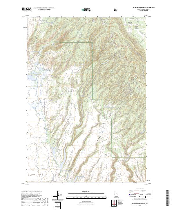 Blue Creek Reservoir, ID — USGS 7.5-minute topo (2023)