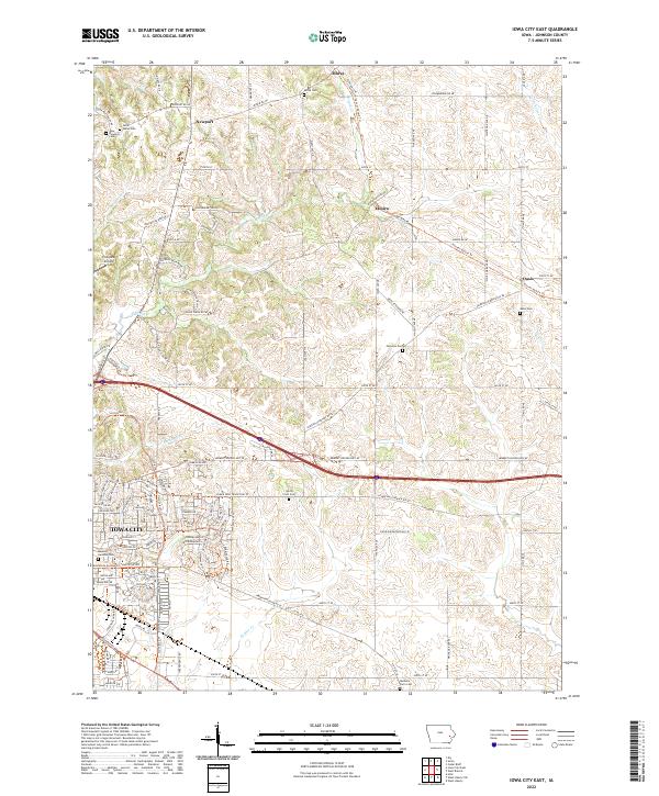 Iowa City East, IA — USGS 7.5-minute topo (2022)