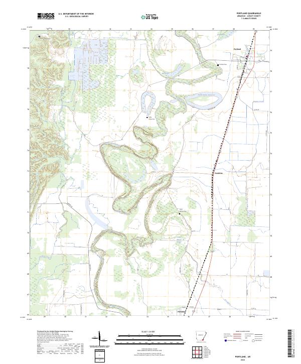 Portland, AR — USGS 7.5-minute topo (2024)