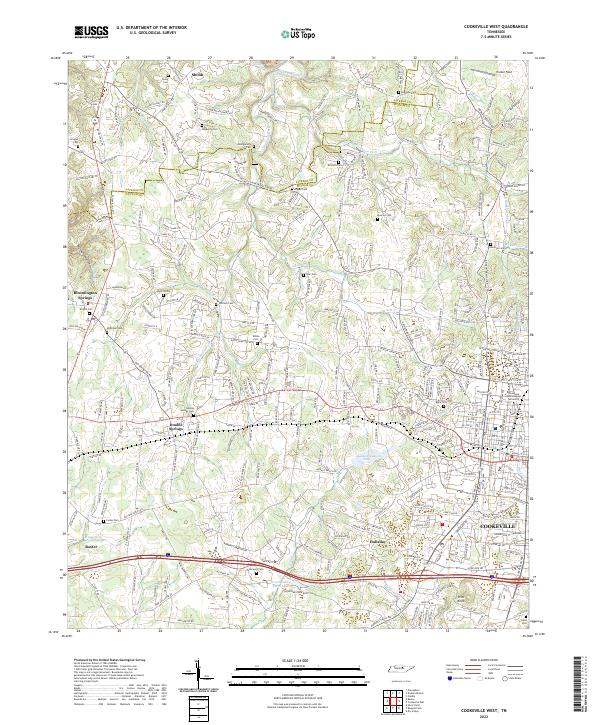 Cookeville West, TN — USGS 7.5-minute topo (2022)