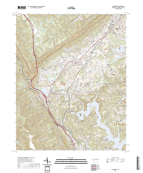 Jacksboro, TN — USGS 7.5-minute topo (2022)
