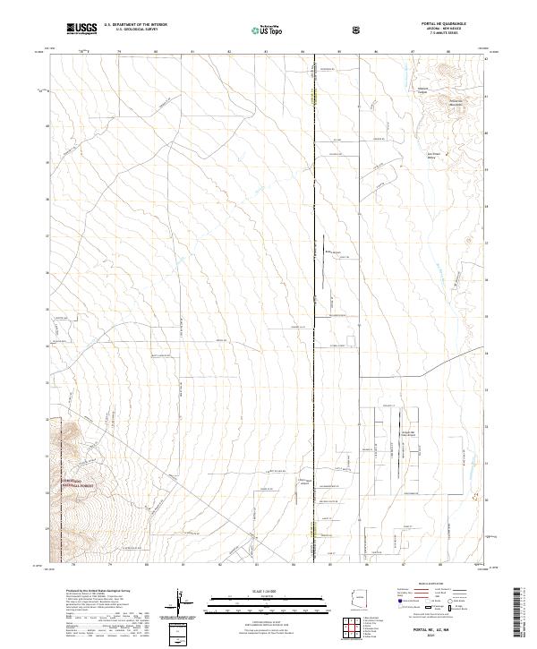 Portal NE, AZ-NM — USGS 7.5-minute topo (2021)