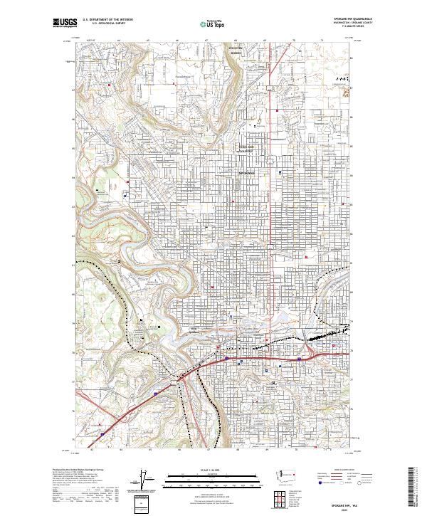 Spokane NW, WA — USGS 7.5-minute topo (2023)