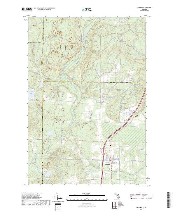 Vanderbilt, MI — USGS 7.5-minute topo (2023)