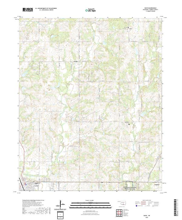 Davis, OK — USGS 7.5-minute topo (2022)