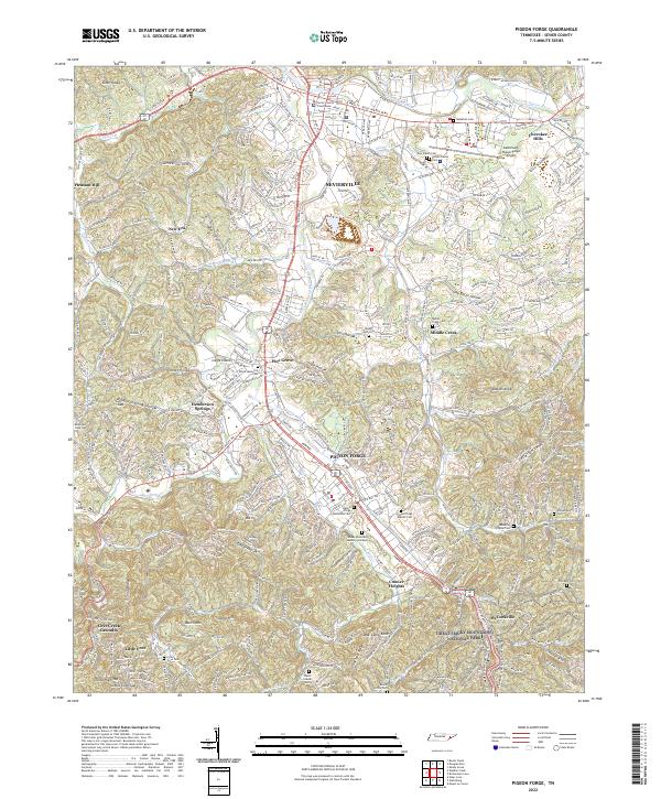 Pigeon Forge, TN — USGS 7.5-minute topo (2022)