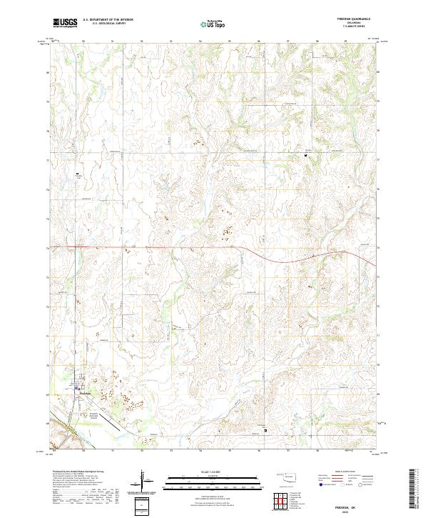 Freedom, OK — USGS 7.5-minute topo (2022)