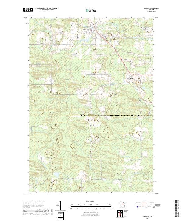 Tigerton, WI — USGS 7.5-minute topo (2022)