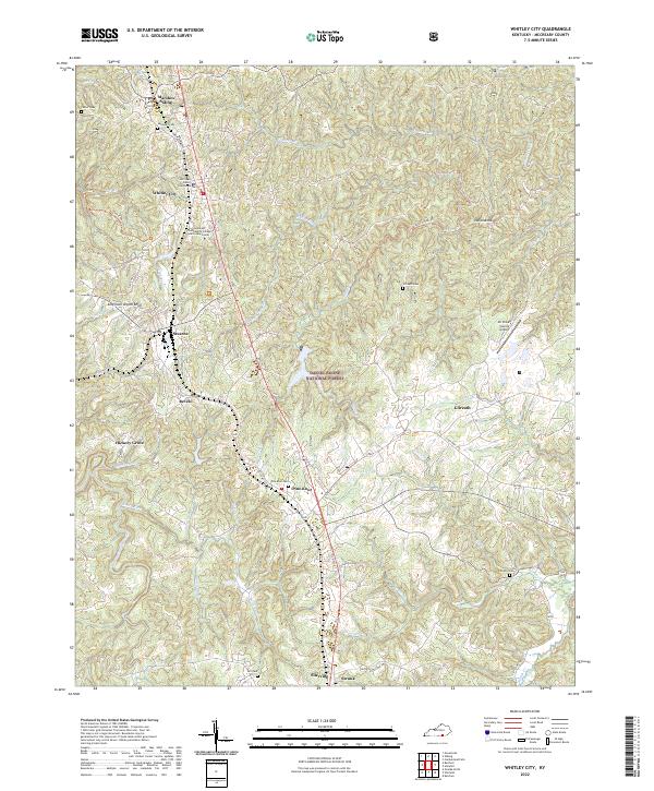 Whitley City, KY — USGS 7.5-minute topo (2022)