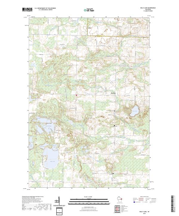 Kelly Lake, WI — USGS 7.5-minute topo (2023)