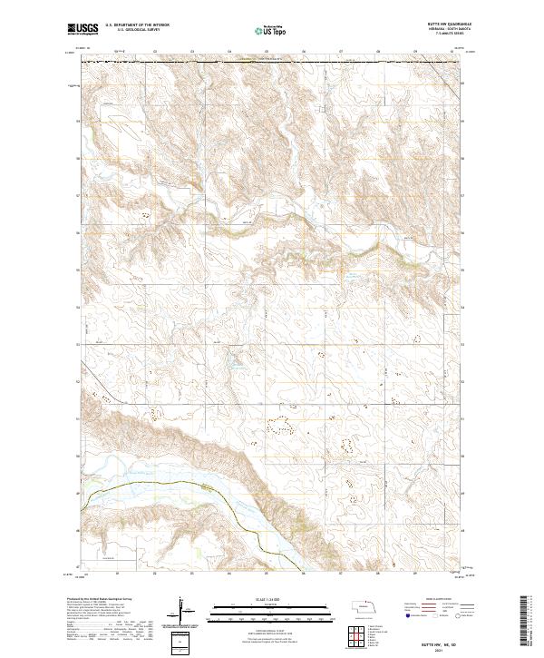 Butte NW, NE-SD — USGS 7.5-minute topo (2021)