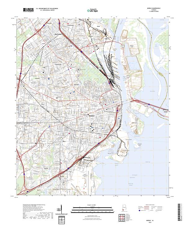 Mobile, AL — USGS 7.5-minute topo (2024)